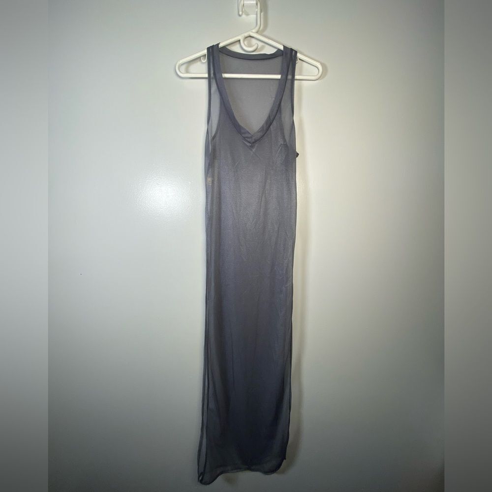Sheer Elegant Gray Maxi Dress